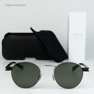 BRAND NEW Saint Laurent SL707 001 Silver Havana Grey Oval Unisex Sunglasses